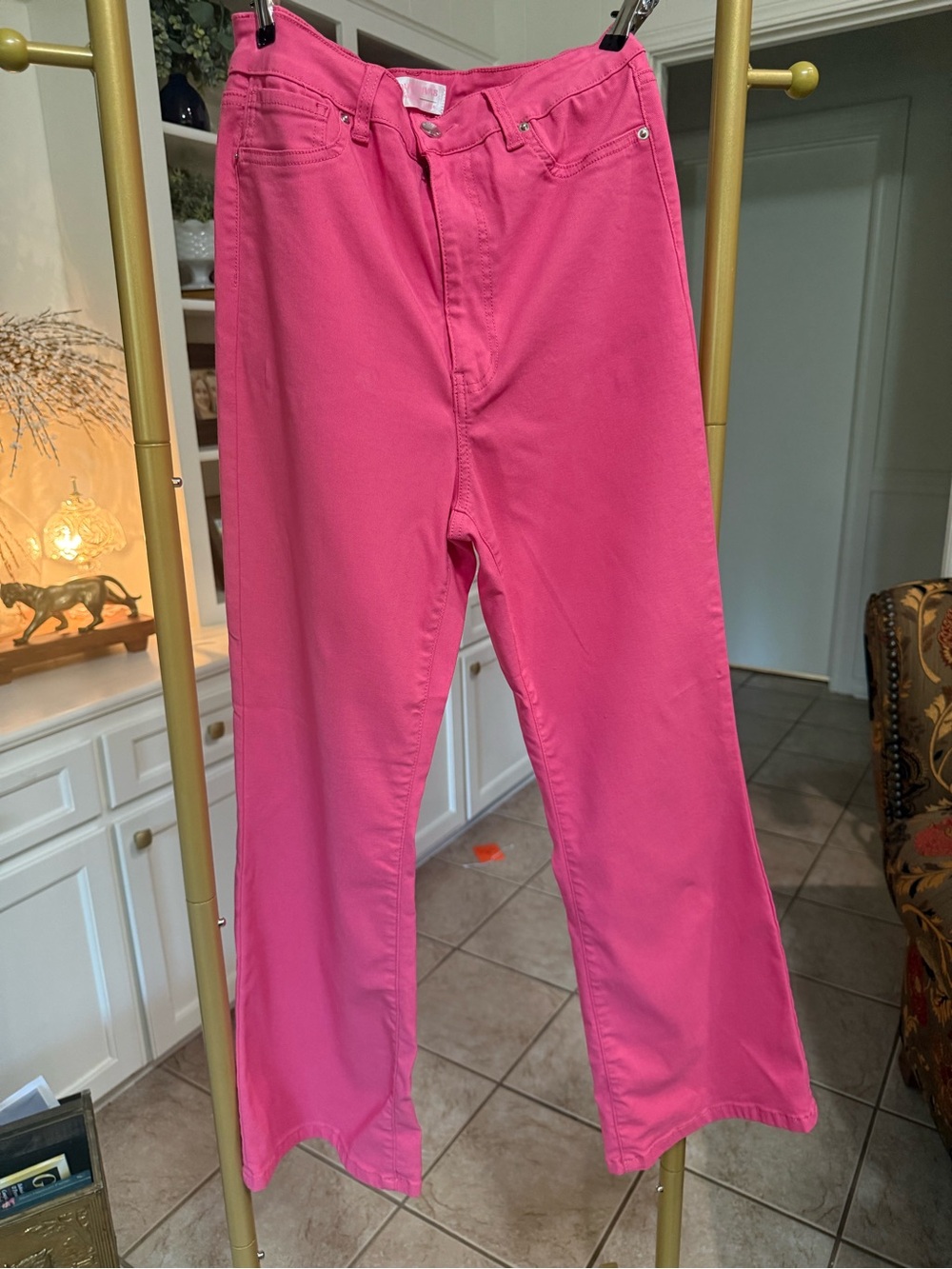 Hot Pink High Rise Straight Leg Jeans Women’s Barbiecore Y2K